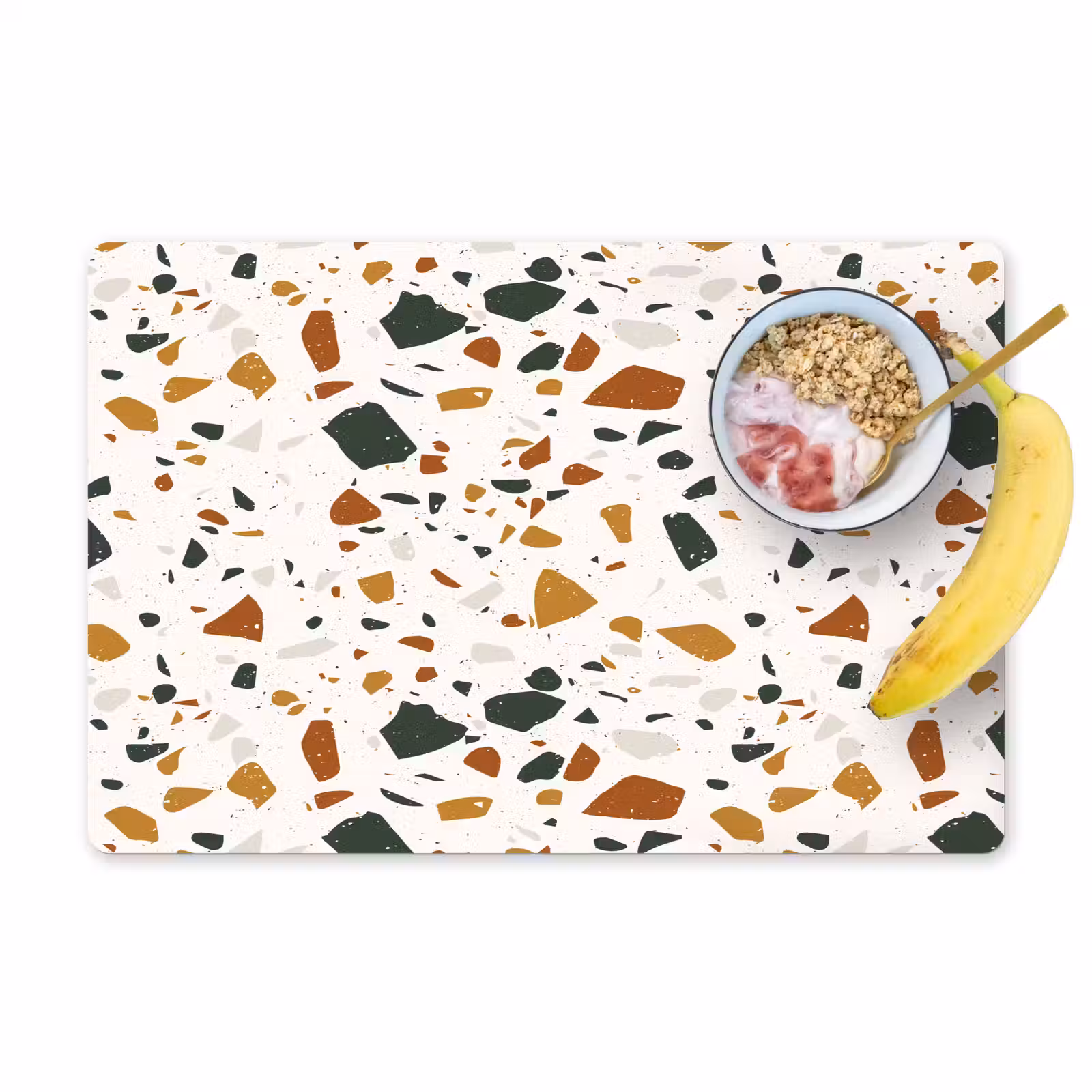 Placemat - 6 stuks - Terrazzo - Patroon - Wit - Terra — 1