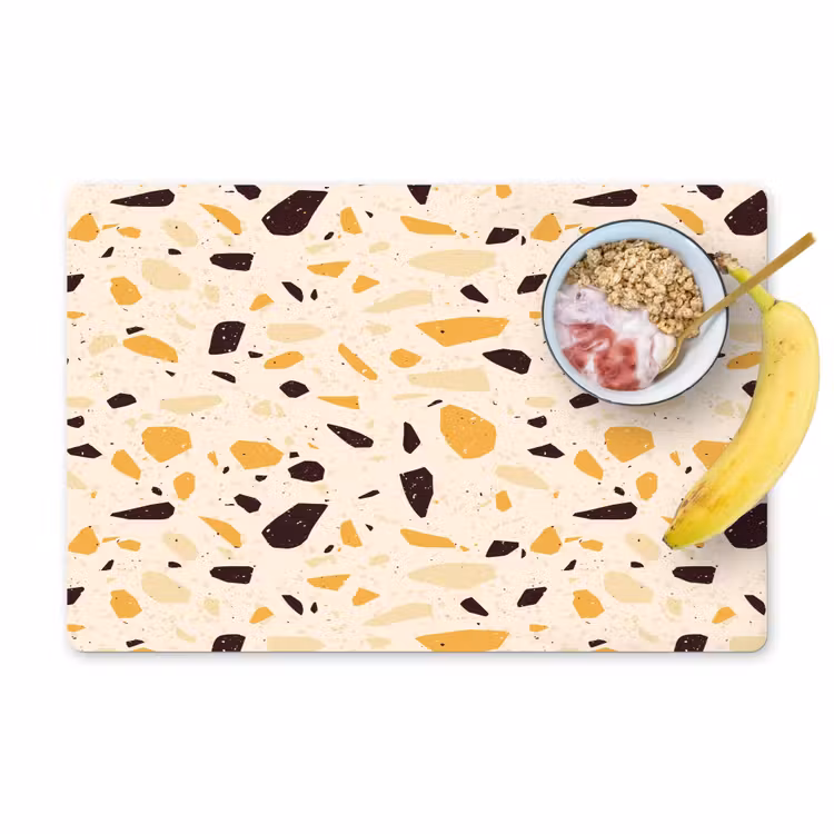 Placemat - 6 stuks - Terrazzo - Patroon - Geel - — 1