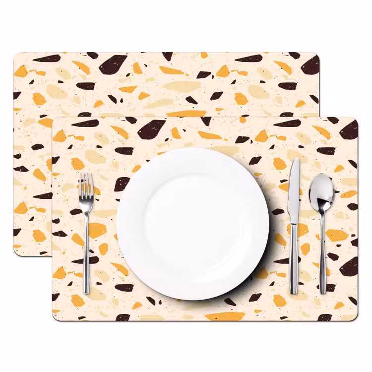 Placemat - 6 stuks - Terrazzo - Patroon - Geel - — 2