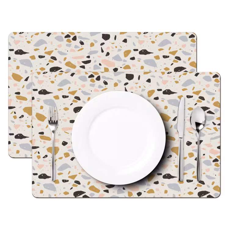 Placemat - 6 stuks - Terrazzo - Patroon - Neutraal - Zacht - Multi — 2