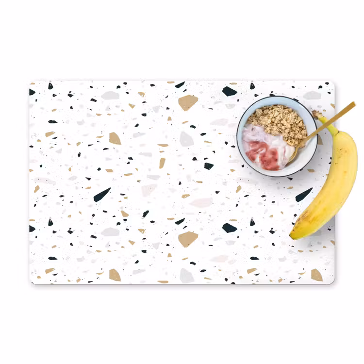 Placemat - 6 stuks - Terrazzo - Patroon - Wit - Neutraal — 1