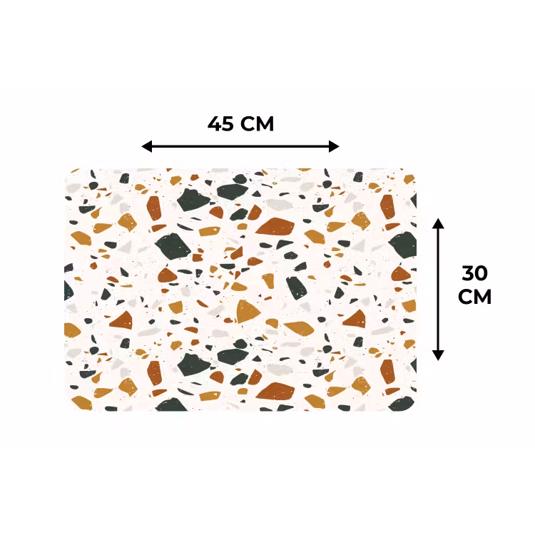 Placemat - 6 stuks - Terrazzo - Patroon - Wit - Terra — 3