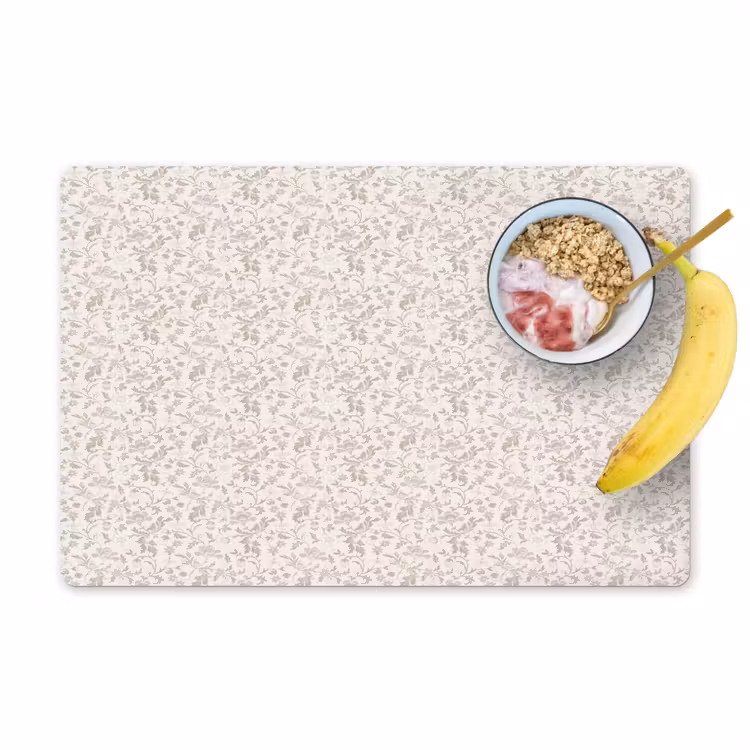 Placemat - 6 stuks - Bloemen - Patroon - Taupe — 1