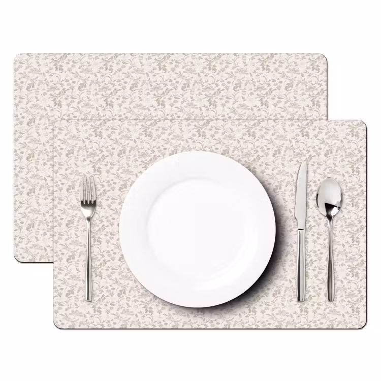 Placemat - 6 stuks - Bloemen - Patroon - Taupe — 2