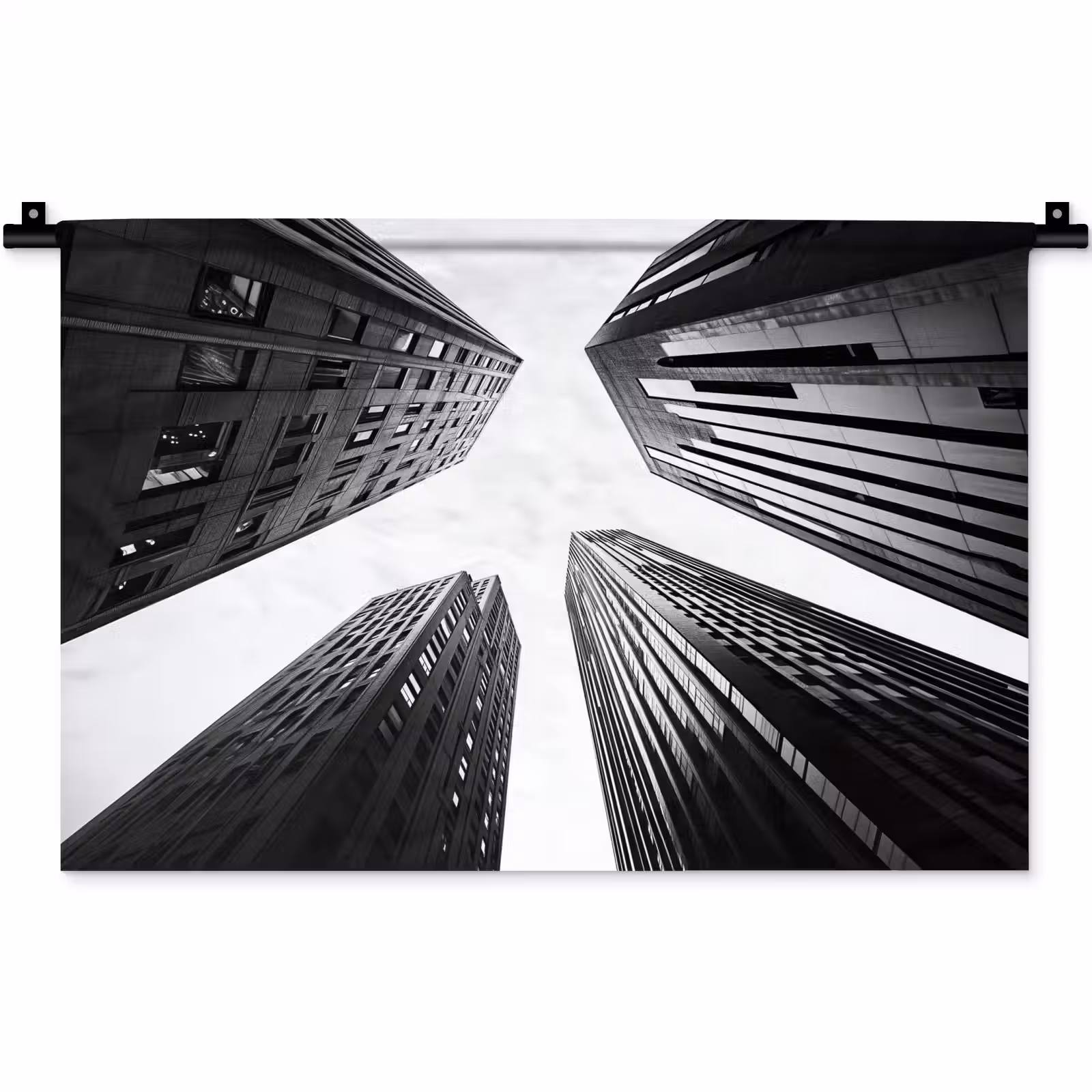 Wandkleed - Gebouwen - Lucht - Zwart — 1