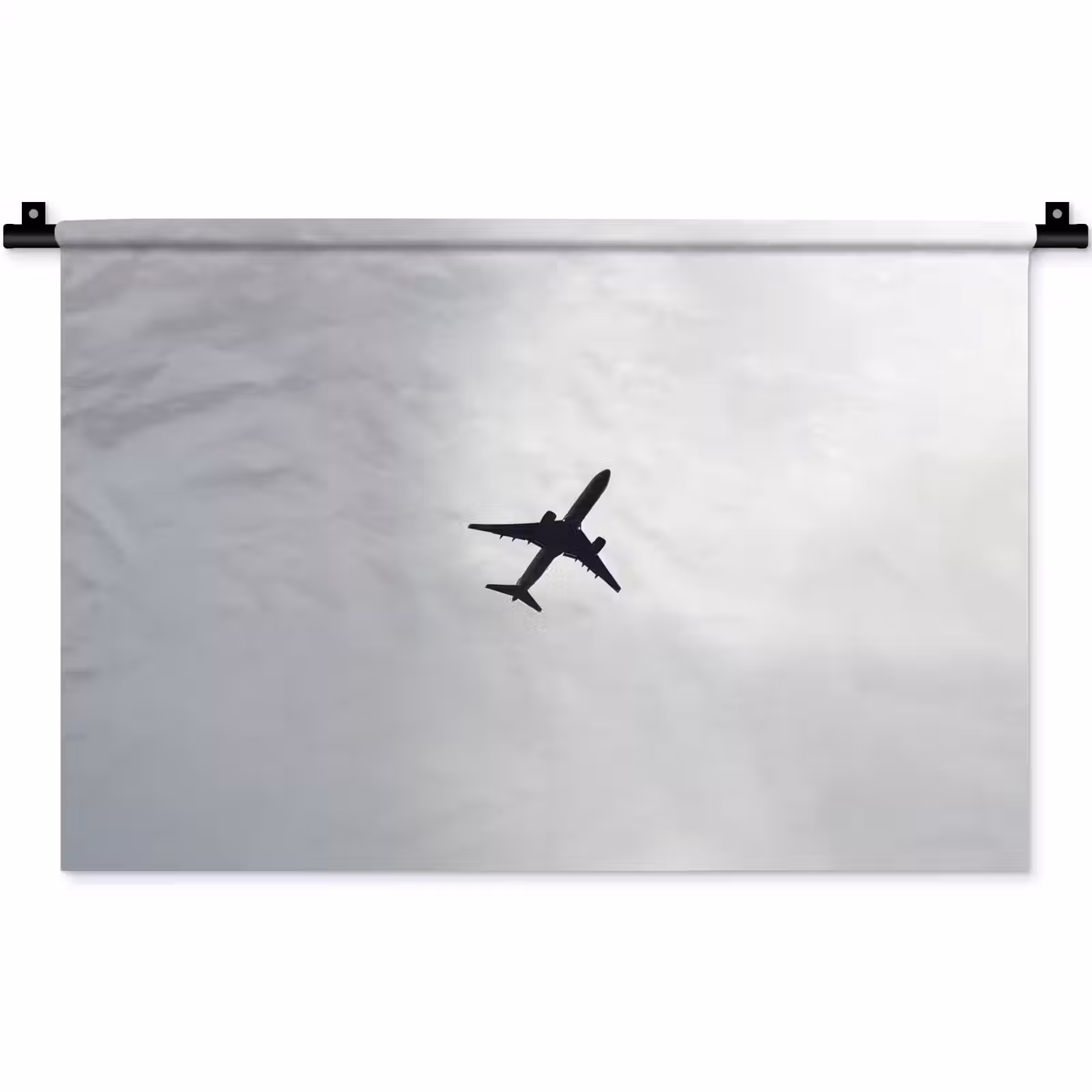Wandkleed - Minimalistisch - Silhouet - Zwart - Vliegtuig — 1