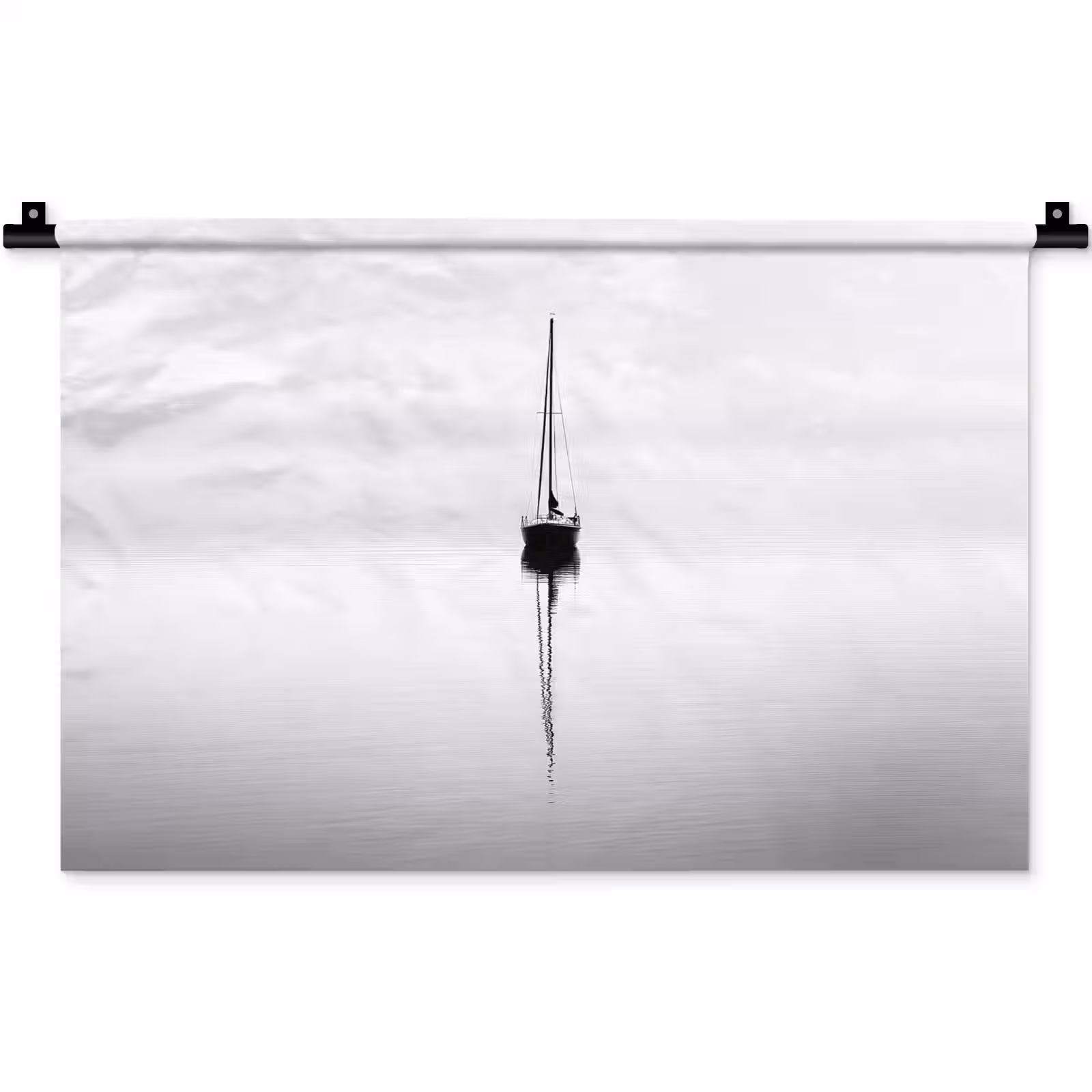 Wandkleed - Zeilboot - Zwart - Water - Silhouet — 1
