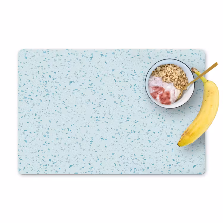 Placemat - 6 stuks - Terrazzo - Patroon - Kleurrijk - Baby Blauw — 1