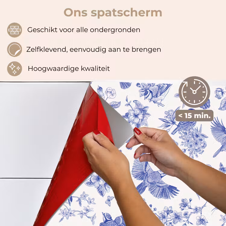 Spatscherm keuken - Birds - Flowers - Blue — 3