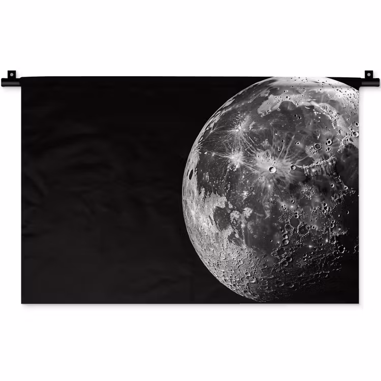 Wandkleed - Close-up - Maan - Wit - Textuur — 1