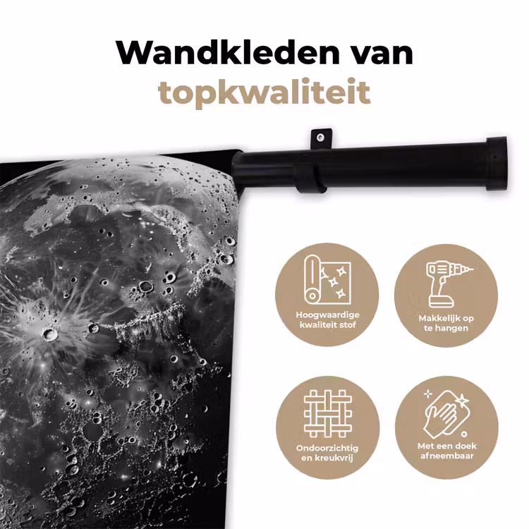 Wandkleed - Close-up - Maan - Wit - Textuur — 3