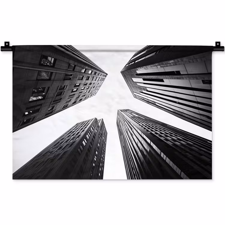Wandkleed - Gebouwen - Lucht - Zwart — 1
