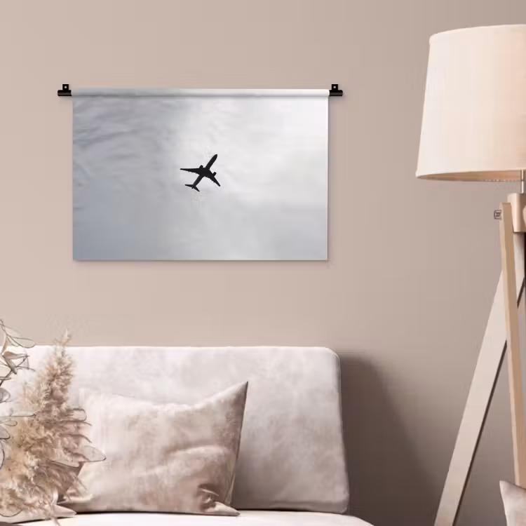 Wandkleed - Minimalistisch - Silhouet - Zwart - Vliegtuig — 2