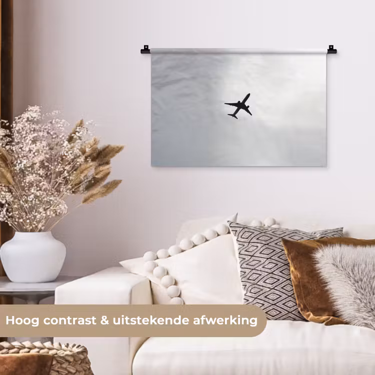 Wandkleed - Minimalistisch - Silhouet - Zwart - Vliegtuig — 4