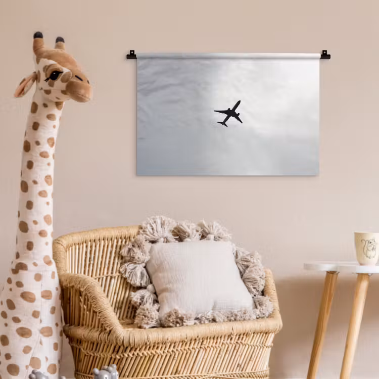 Wandkleed - Minimalistisch - Silhouet - Zwart - Vliegtuig — 5