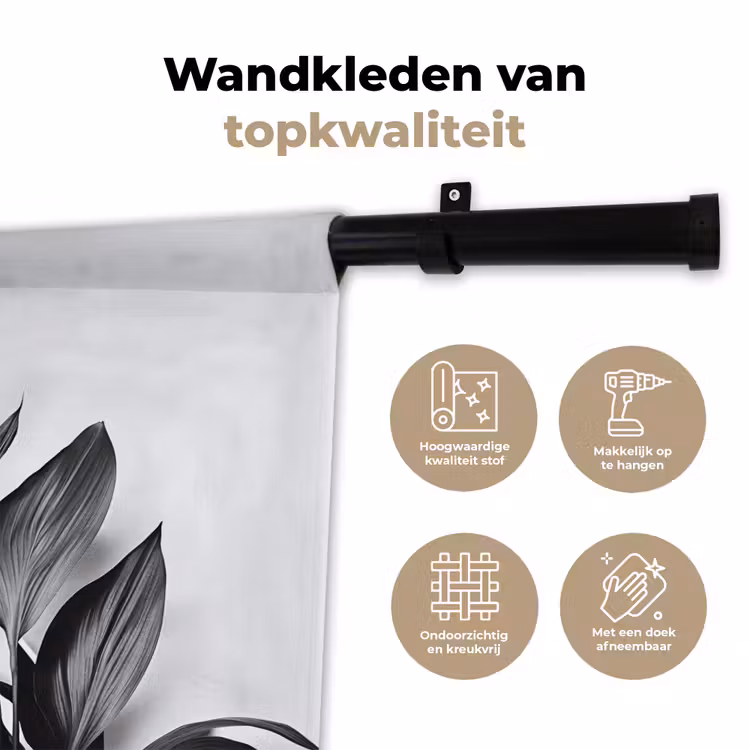 Wandkleed - Plant - Bladeren - Minimalistisch - Zwart — 3
