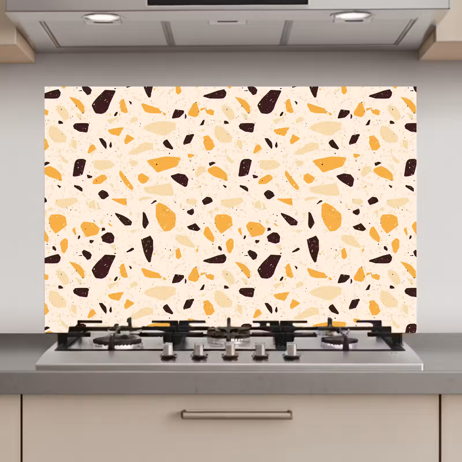 Spatscherm keuken - Terrazzo - Patroon - Geel - — 1