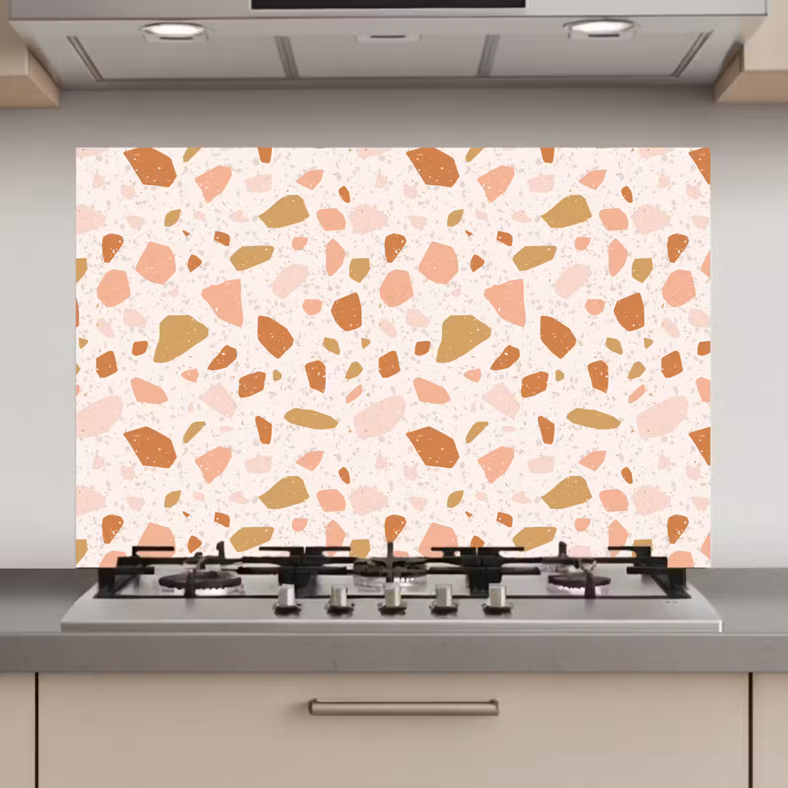 Spatscherm keuken - Terrazzo - Patroon - Kleurrijk - Zalm — 1