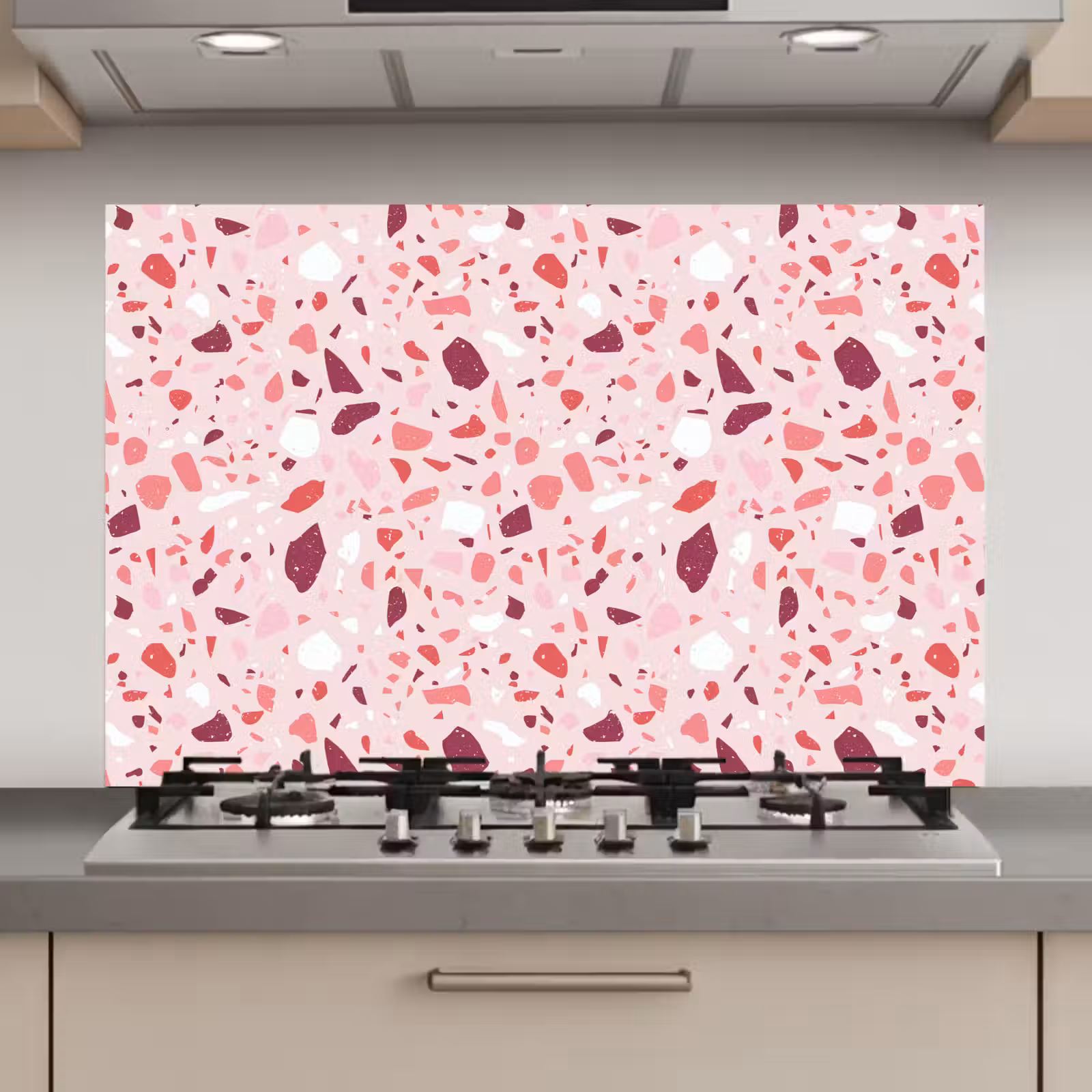 Spatscherm keuken - Terrazzo - Patroon - Roze — 1