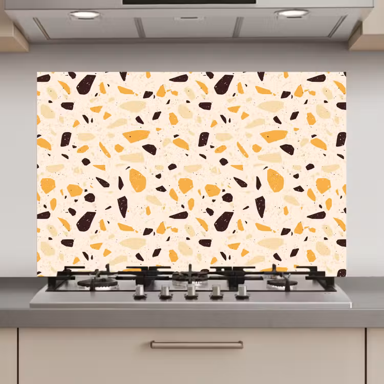 Spatscherm keuken - Terrazzo - Patroon - Geel - — 1