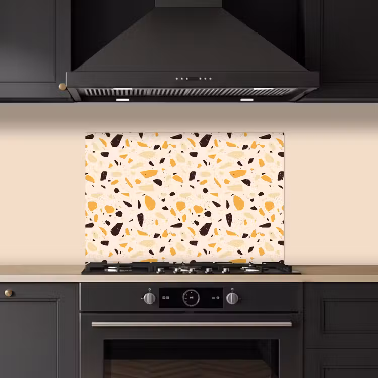 Spatscherm keuken - Terrazzo - Patroon - Geel - — 2