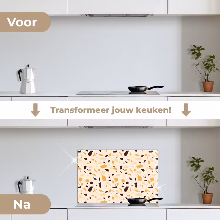 Spatscherm keuken - Terrazzo - Patroon - Geel - — 3