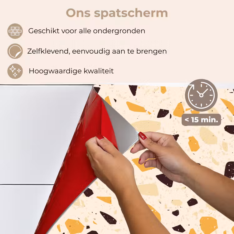 Spatscherm keuken - Terrazzo - Patroon - Geel - — 4