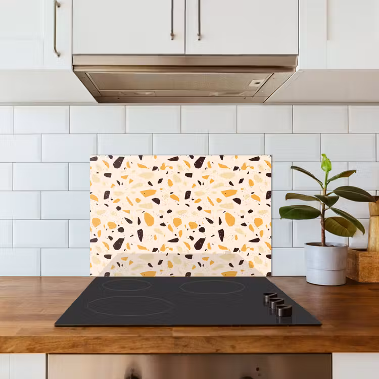 Spatscherm keuken - Terrazzo - Patroon - Geel - — 6