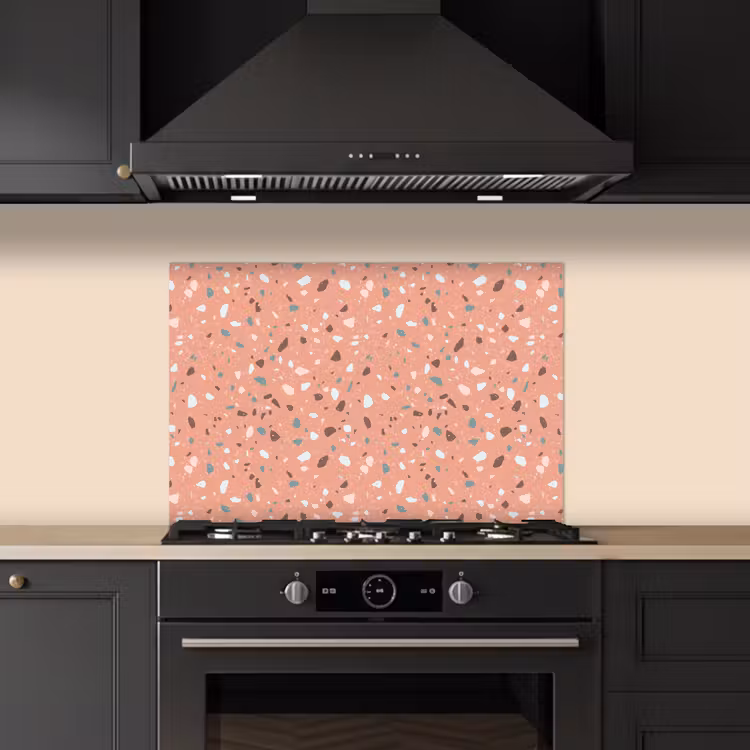 Spatscherm keuken - Terrazzo - Patroon - Kleurrijk - Roze - Blauw — 2