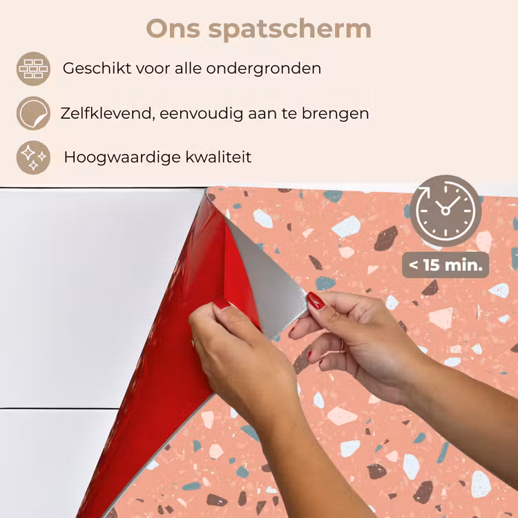 Spatscherm keuken - Terrazzo - Patroon - Kleurrijk - Roze - Blauw — 4