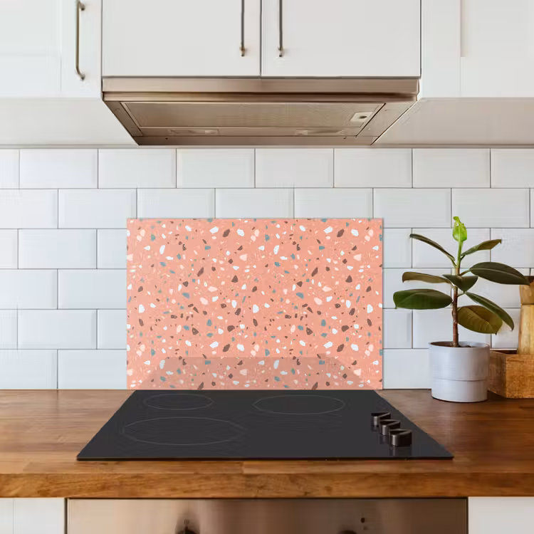 Spatscherm keuken - Terrazzo - Patroon - Kleurrijk - Roze - Blauw — 6