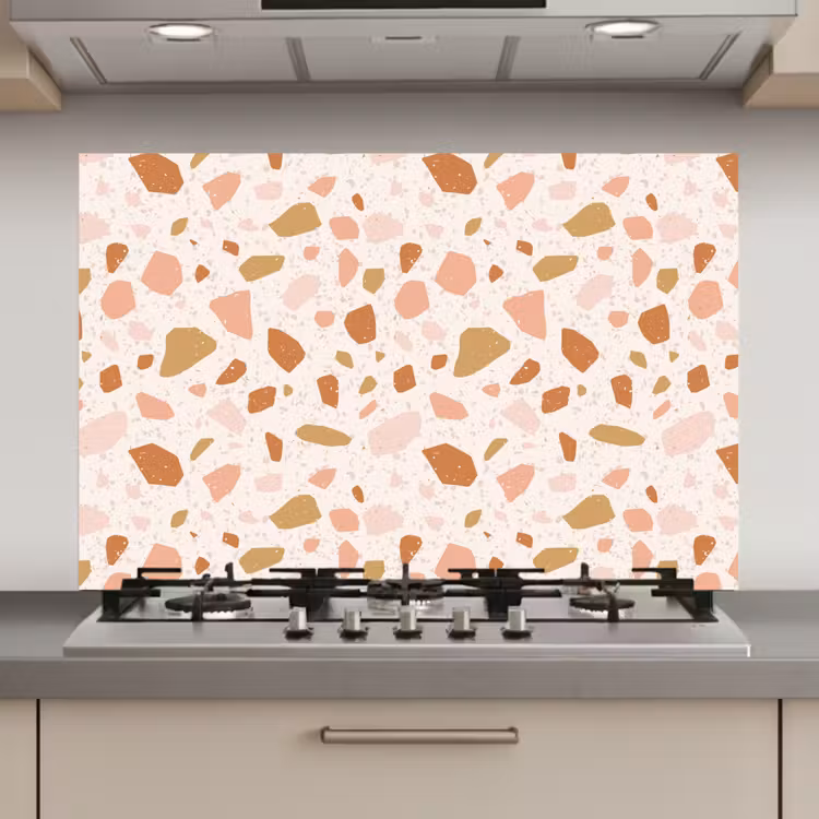 Spatscherm keuken - Terrazzo - Patroon - Kleurrijk - Zalm — 1