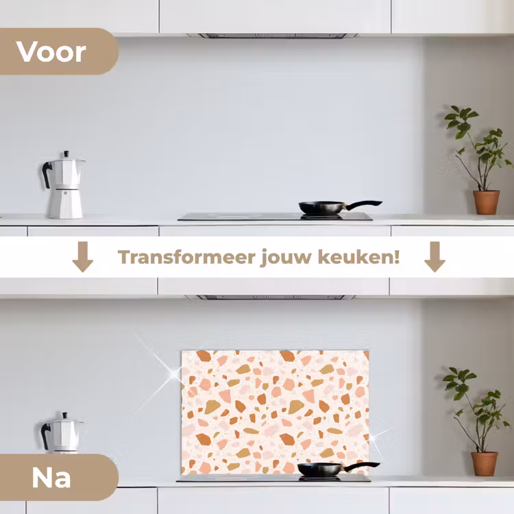 Spatscherm keuken - Terrazzo - Patroon - Kleurrijk - Zalm — 3