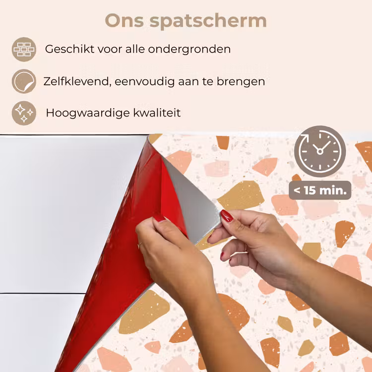 Spatscherm keuken - Terrazzo - Patroon - Kleurrijk - Zalm — 4