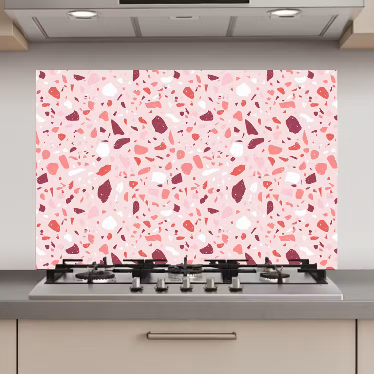Spatscherm keuken - Terrazzo - Patroon - Roze — 1