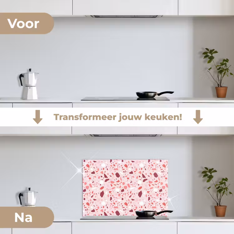 Spatscherm keuken - Terrazzo - Patroon - Roze — 3