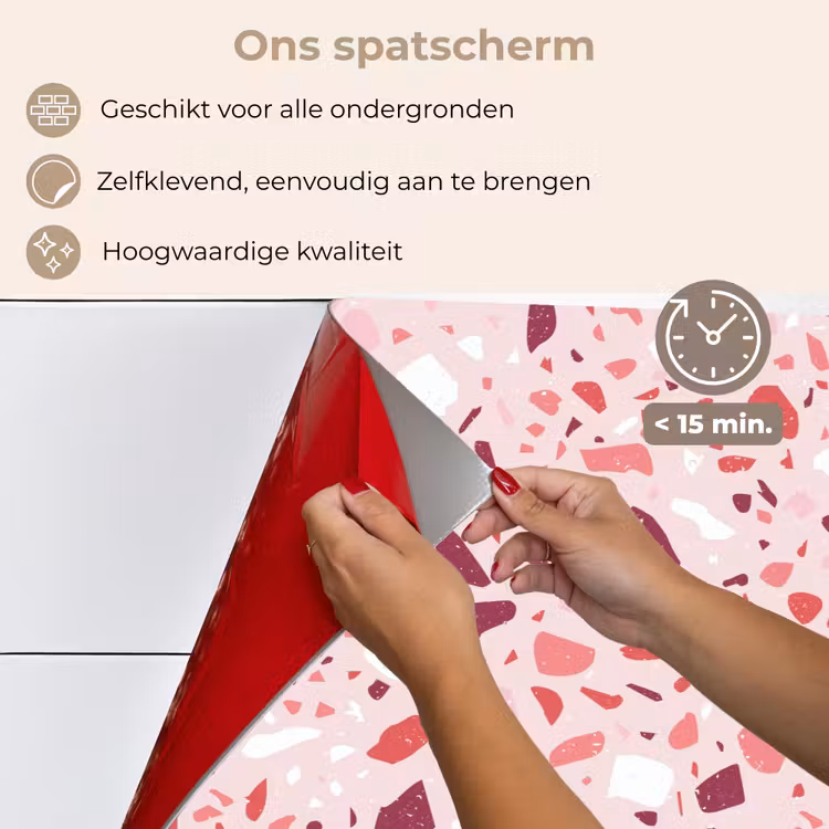 Spatscherm keuken - Terrazzo - Patroon - Roze — 4