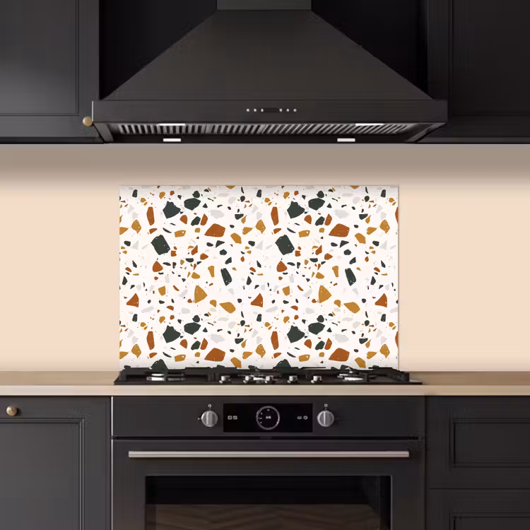 Spatscherm keuken - Terrazzo - Patroon - Wit - Terra — 2