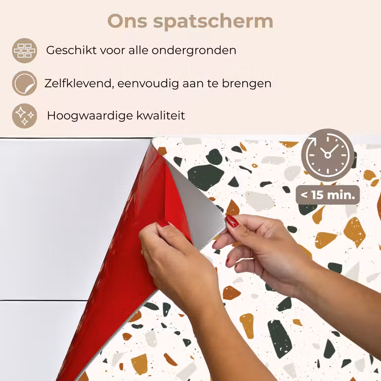 Spatscherm keuken - Terrazzo - Patroon - Wit - Terra — 4