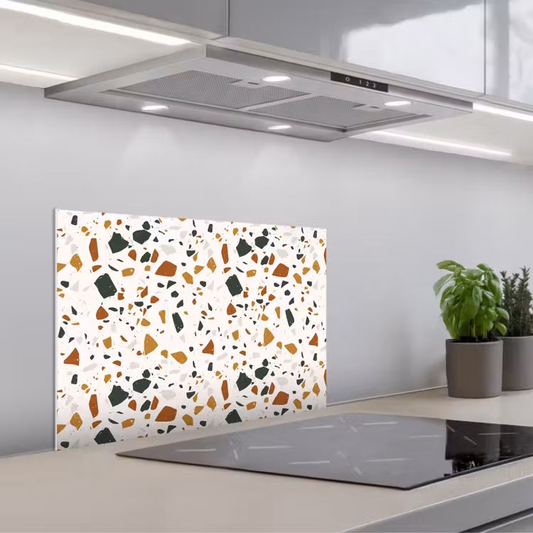 Spatscherm keuken - Terrazzo - Patroon - Wit - Terra — 5