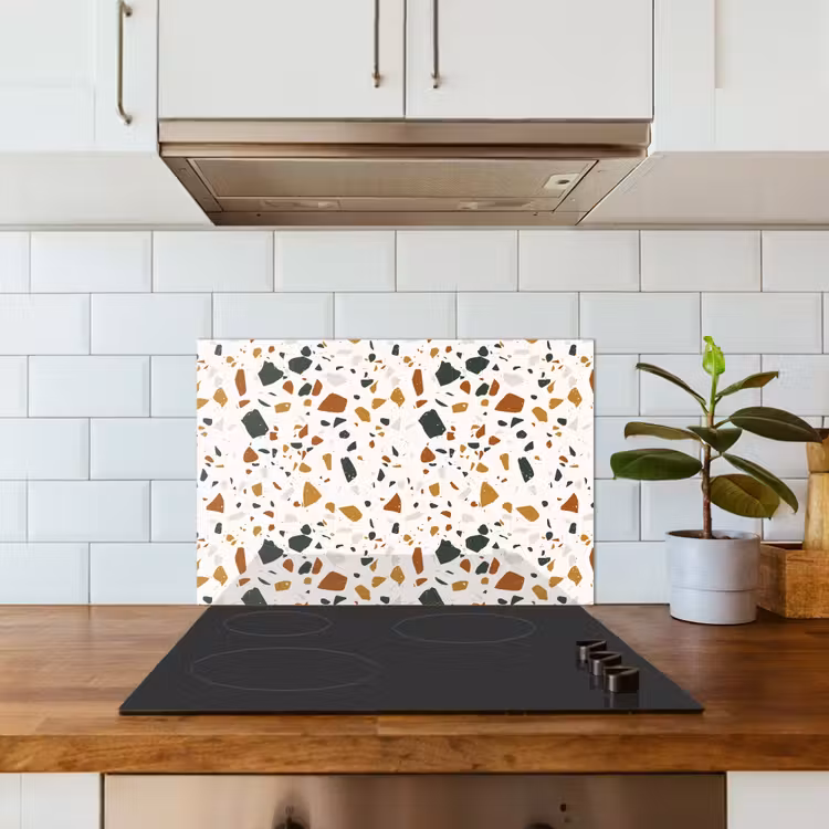 Spatscherm keuken - Terrazzo - Patroon - Wit - Terra — 6