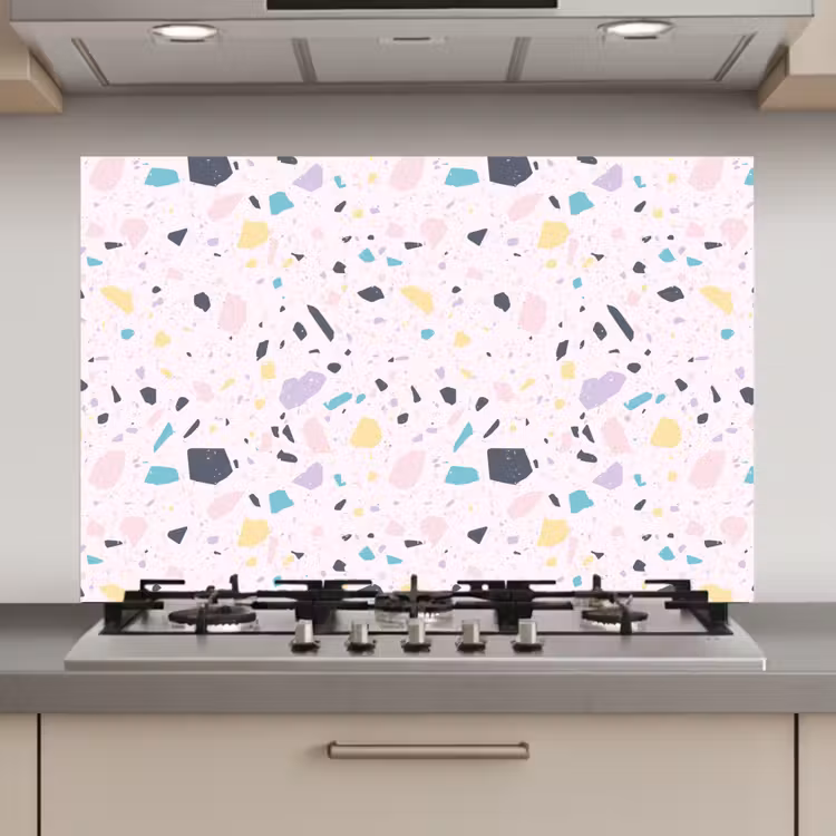 Spatscherm keuken - Terrazzo - Patroon - Zacht - Snoep — 1