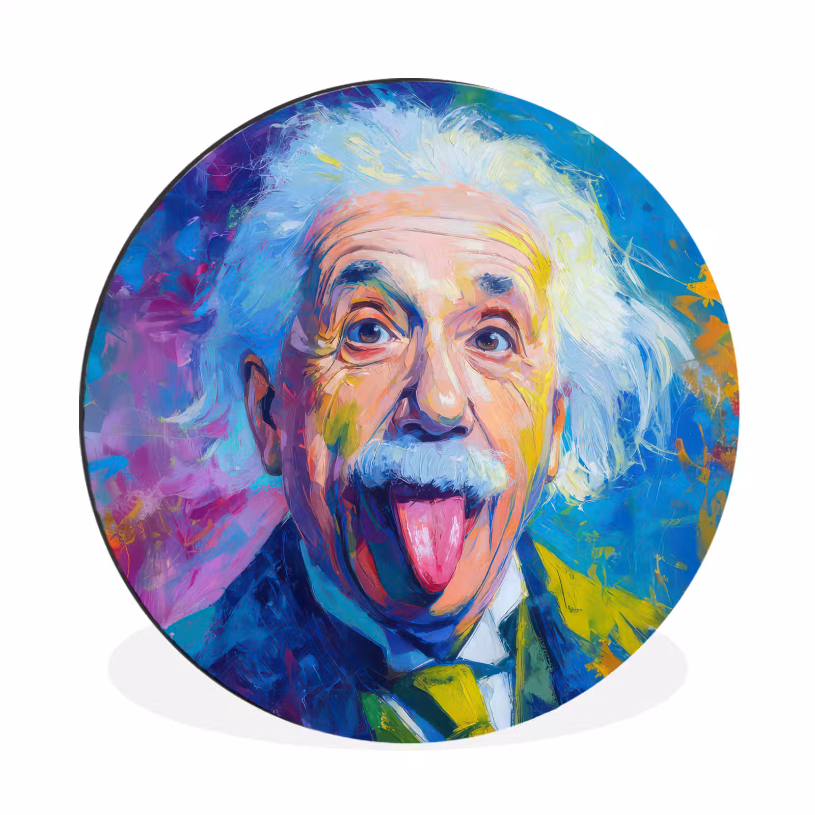 Wandcirkel aluminium – Oude man - Expressief - Kleurrijk — 1