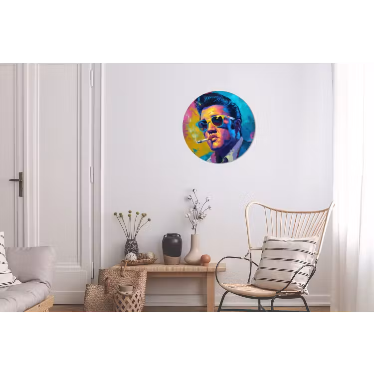 Wandcirkel aluminium – Portret - Sigaret - Kleurrijk - Bril — 2