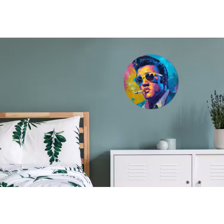 Wandcirkel aluminium – Portret - Sigaret - Kleurrijk - Bril — 4