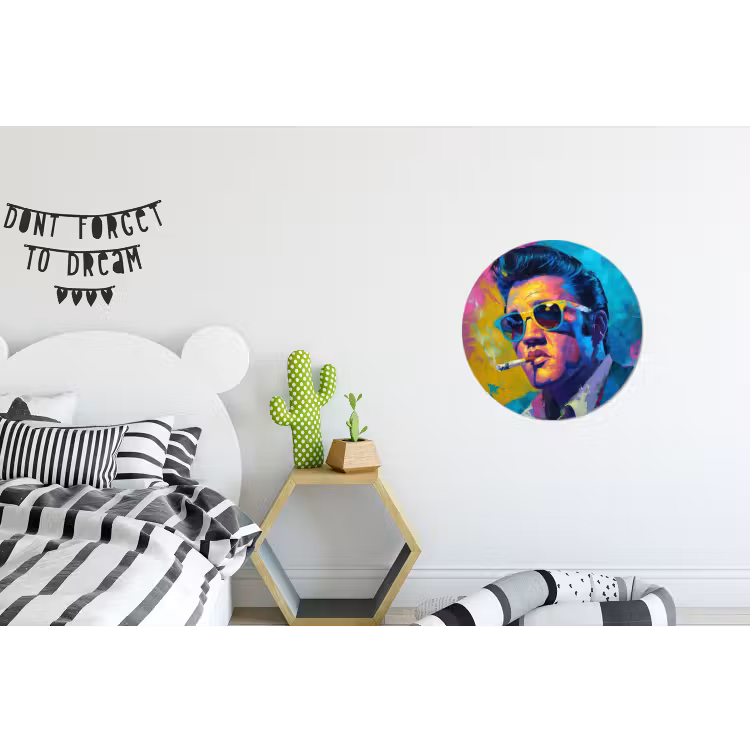 Wandcirkel aluminium – Portret - Sigaret - Kleurrijk - Bril — 5