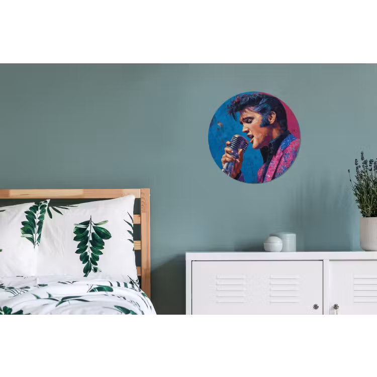 Wandcirkel aluminium – Zingende man - Glitterjas - Microfoon — 4