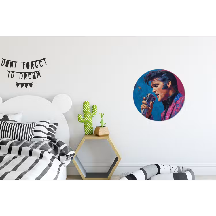 Wandcirkel aluminium – Zingende man - Glitterjas - Microfoon — 5