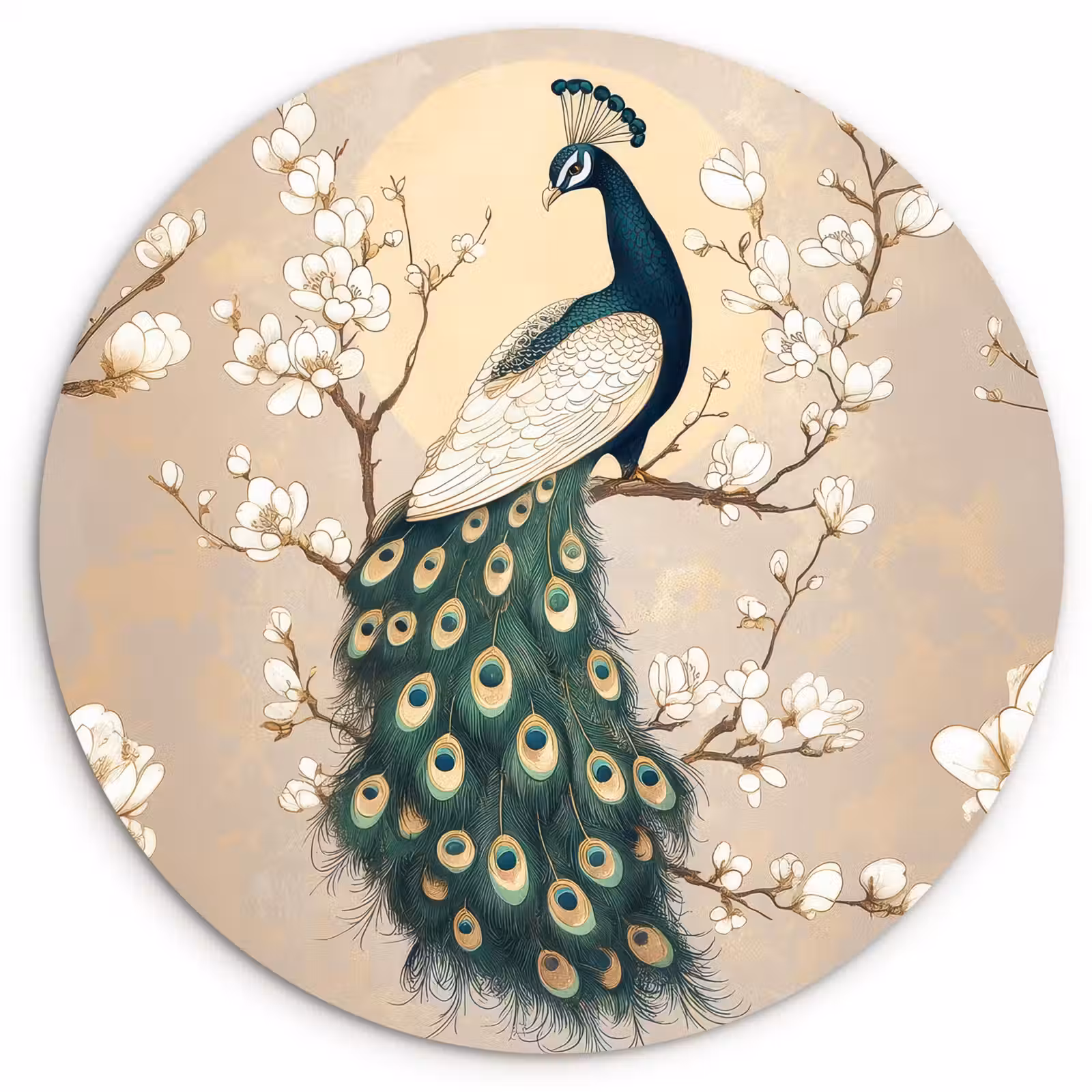 Muurcirkel - Pauw - Tak - Bloemen — 1