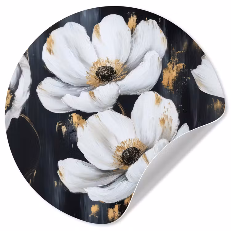 Behangcirkel - Bloemen - Wit - Abstract — 1